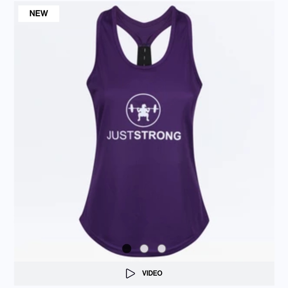 🆕NWOT Just Strong Dryfit Racer back Tank, Purple